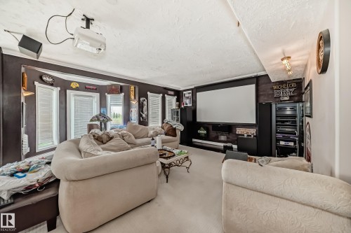 Dedicated entertainment space. - 5107 200 Street, Edmonton, AB - Indoor Photo Showing Living Room