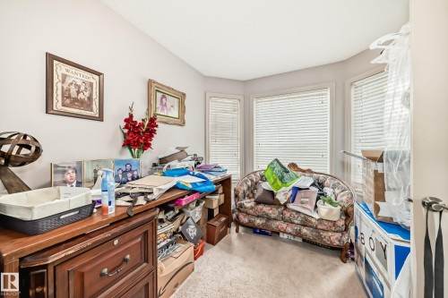 Bay window with multiple panes, neutral wall paint, and light-colored carpeting - 5107 200 Street, Edmonton, AB - Indoor