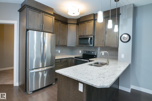 414 2207 44 Avenue, Edmonton, AB - Indoor Photo Showing Kitchen With Stainless Steel Kitchen With Double Sink With Upgraded Kitchen