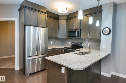 414 2207 44 Avenue, Edmonton, AB - Indoor Photo Showing Kitchen With Stainless Steel Kitchen With Double Sink With Upgraded Kitchen