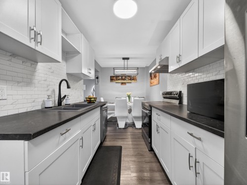 18F Callingwood Court, Edmonton, AB - Indoor Photo Showing Kitchen With Double Sink