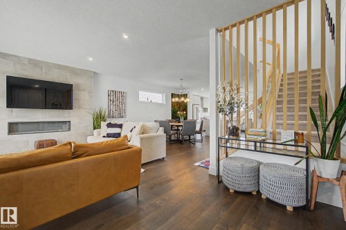 11406 55 Avenue, Edmonton, AB - Indoor Photo Showing Living Room With Fireplace
