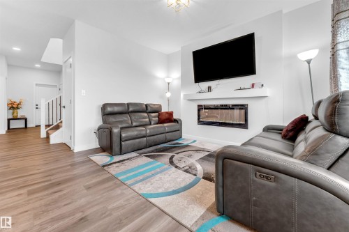 4708 177 Avenue, Edmonton, AB - Indoor Photo Showing Living Room With Fireplace