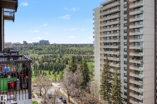 City skyline visible over expansive natural landscape - 1205 10045 118 Street, Edmonton, AB - Outdoor With Balcony