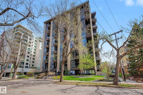 Modern high-rise building featuring a glass and concrete facade - 1205 10045 118 Street, Edmonton, AB - Outdoor With Facade