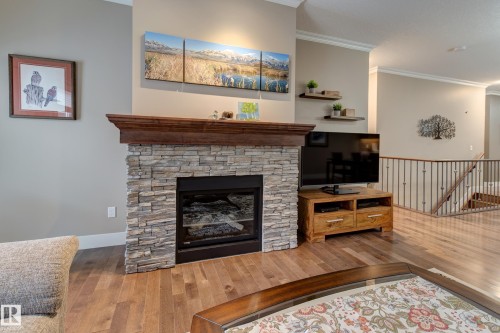210 50 Heatherglen Drive, Spruce Grove, AB - Indoor Photo Showing Living Room With Fireplace