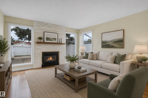11719 152A Avenue, Edmonton, AB - Indoor Photo Showing Living Room With Fireplace