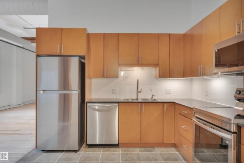 102 10169 104 Street, Edmonton, AB - Indoor Photo Showing Kitchen With Double Sink