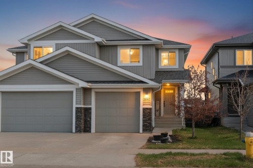 Contemporary two-story residence featuring grey siding and white trim - 3 Richmond Link, Fort Saskatchewan, AB - Outdoor With Facade