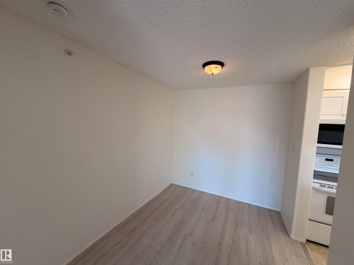 Bright interior space featuring light-toned wood-finish flooring, white walls, and a ceiling-mounted light fixture - 424 16303 95 Street, Edmonton, AB - Indoor Photo Showing Other Room