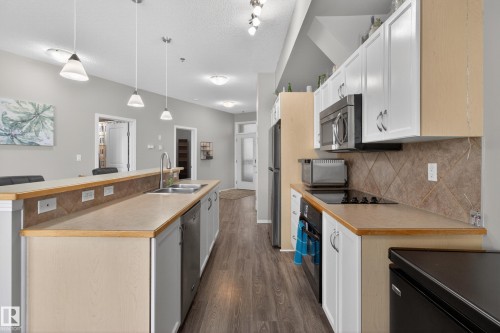 341 4827 104A Street, Edmonton, AB - Indoor Photo Showing Kitchen With Double Sink With Upgraded Kitchen