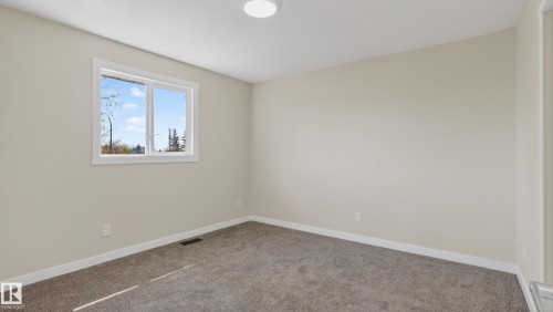 Bright room with neutral wall paint, gray carpet flooring, white trim, a double-pane window, and a flush-mount ceiling light - 14125 30 Street, Edmonton, AB - Indoor Photo Showing Other Room