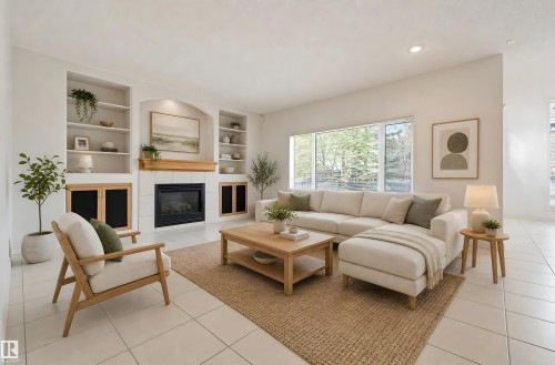 652 Henderson Street, Edmonton, AB - Indoor Photo Showing Living Room With Fireplace