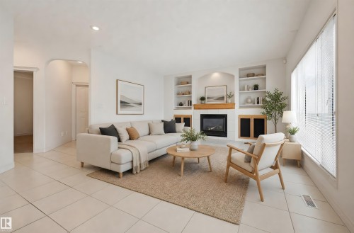 652 Henderson Street, Edmonton, AB - Indoor Photo Showing Living Room With Fireplace