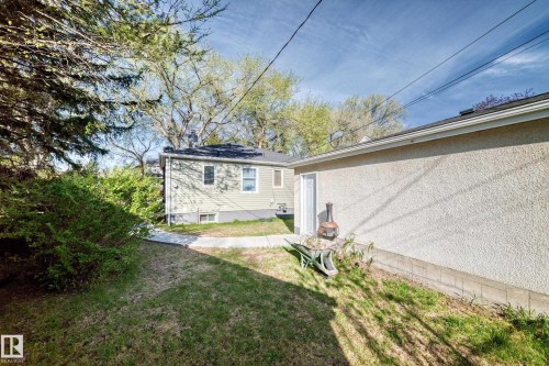 Expansive grassy yard area with mature trees and established shrubbery - 11303 60 Street, Edmonton, AB - Outdoor