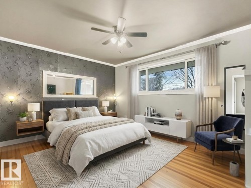 Virtually staged - 5406 46 Avenue, Wetaskiwin, AB - Indoor Photo Showing Bedroom