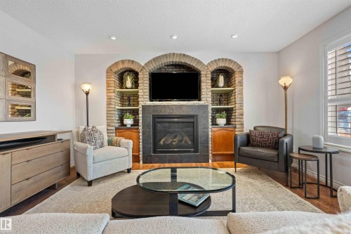 68 Greystone Crescent, Spruce Grove, AB - Indoor Photo Showing Living Room With Fireplace