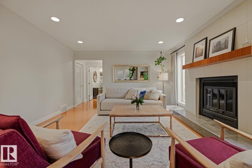 6310 109A Street, Edmonton, AB - Indoor Photo Showing Living Room With Fireplace