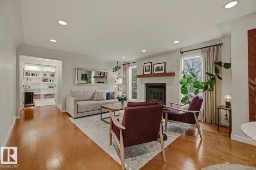6310 109A Street, Edmonton, AB - Indoor Photo Showing Living Room With Fireplace