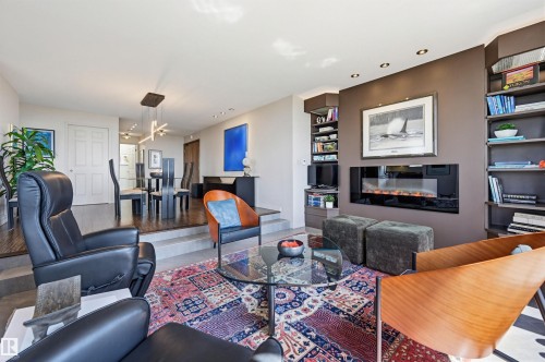 1704 11503 100 Avenue, Edmonton, AB - Indoor Photo Showing Living Room With Fireplace