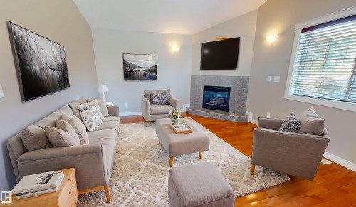 16408 49 Street Nw, Edmonton, AB - Indoor Photo Showing Living Room With Fireplace
