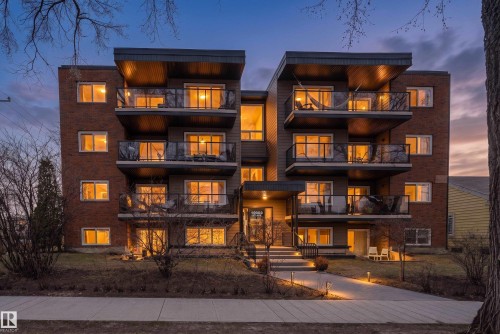 Contemporary multi-story building featuring brick and horizontal siding - 203 10003 87 Avenue, Edmonton, AB - Outdoor
