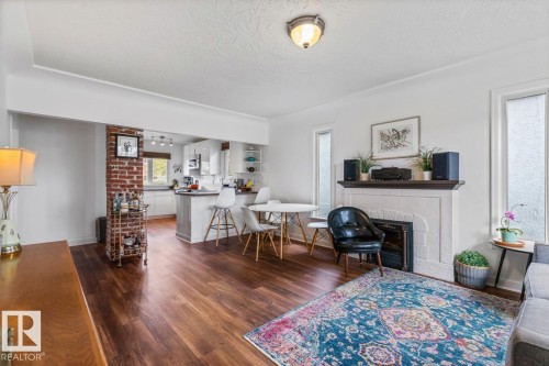 9908 87 Avenue, Edmonton, AB - Indoor Photo Showing Living Room With Fireplace