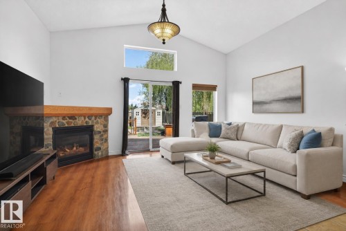 9014 166 Avenue, Edmonton, AB - Indoor Photo Showing Living Room With Fireplace