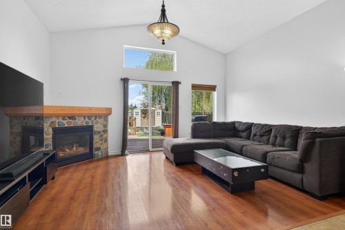 9014 166 Avenue, Edmonton, AB - Indoor Photo Showing Living Room With Fireplace