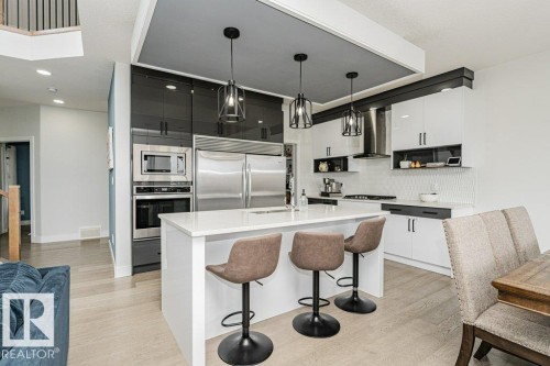 74 Ellice Bend, Fort Saskatchewan, AB - Indoor Photo Showing Kitchen With Upgraded Kitchen