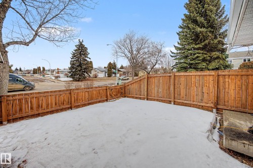 The property features a fenced yard with a wooden privacy fence - 6F Castle Terrace, Edmonton, AB - Outdoor