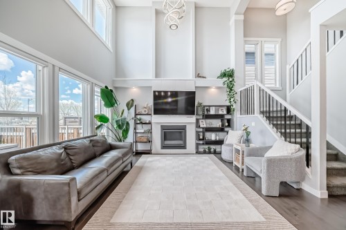 1306 164A Street, Edmonton, AB - Indoor Photo Showing Living Room With Fireplace