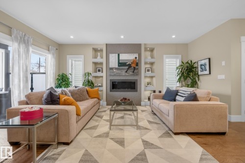 9648 83 Avenue, Edmonton, AB - Indoor Photo Showing Living Room With Fireplace