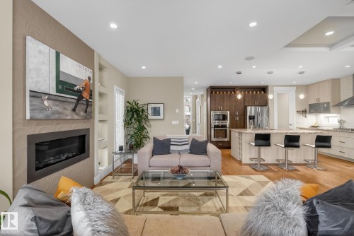 9648 83 Avenue, Edmonton, AB - Indoor Photo Showing Living Room With Fireplace
