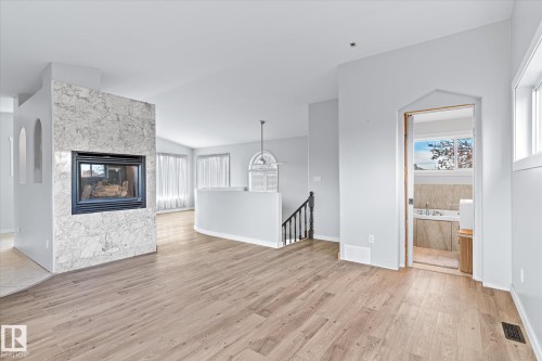 67 Arlington Drive, St. Albert, AB - Indoor Photo Showing Living Room With Fireplace