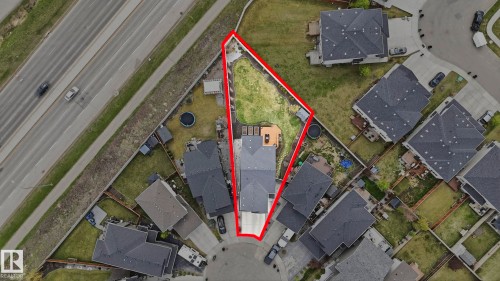 Property Boundary Overlay. Illustrating the defined perimeter of the property - 2620 Adam Crest, Edmonton, AB - 