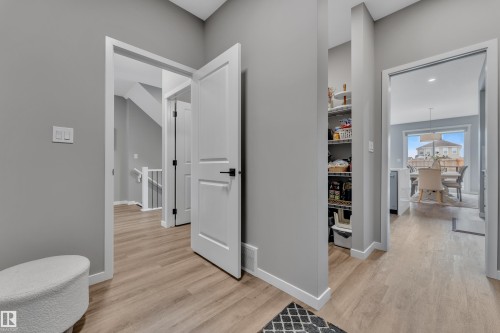 The property features light-colored flooring, a pantry with shelving, and a bright interior with light grey walls - 21853 98A Avenue, Edmonton, AB - Indoor Photo Showing Other Room