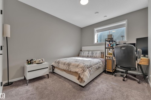 This room features light grey walls and grey carpet, creating a neutral and inviting atmosphere - 21853 98A Avenue, Edmonton, AB - Indoor Photo Showing Bedroom