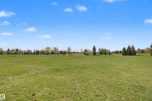 Expansive green space featuring a goalpost and perimeter trees - 5953 40 Avenue, Edmonton, AB - Outdoor With View