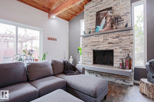9828 169 Street, Edmonton, AB - Indoor Photo Showing Living Room With Fireplace