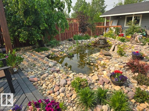 Pond last summer - 9828 169 Street, Edmonton, AB - Outdoor With Deck Patio Veranda