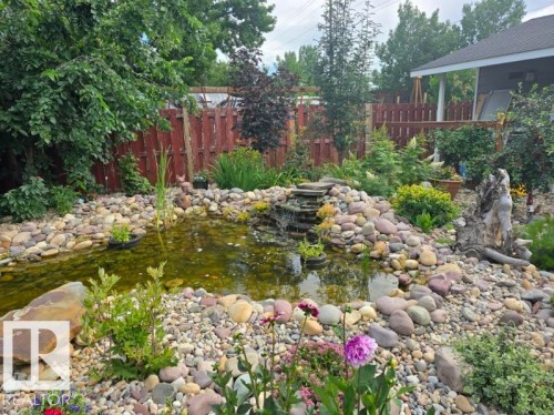 Pond last summer - 9828 169 Street, Edmonton, AB - Outdoor With Deck Patio Veranda
