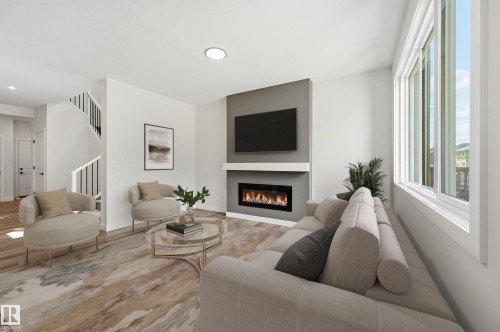 9 Redpoll Wynd, St. Albert, AB - Indoor Photo Showing Living Room With Fireplace