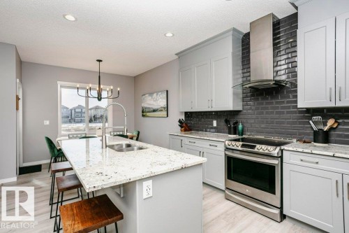 2423 16 Avenue, Edmonton, AB - Indoor Photo Showing Kitchen With Double Sink With Upgraded Kitchen