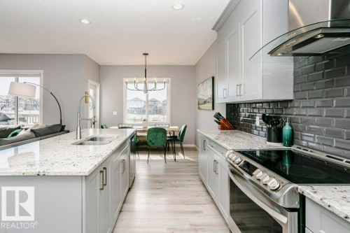 2423 16 Avenue, Edmonton, AB - Indoor Photo Showing Kitchen With Double Sink With Upgraded Kitchen