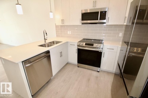 Upper 3862 Chrustawka Place Sw, Edmonton, AB - Indoor Photo Showing Kitchen With Double Sink With Upgraded Kitchen