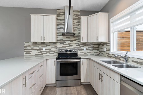 357 Desrochers Boulevard, Edmonton, AB - Indoor Photo Showing Kitchen With Double Sink With Upgraded Kitchen