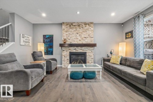 22933 94A Avenue, Edmonton, AB - Indoor Photo Showing Living Room With Fireplace