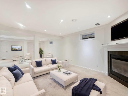 9642 100 Street, Edmonton, AB - Indoor Photo Showing Living Room With Fireplace