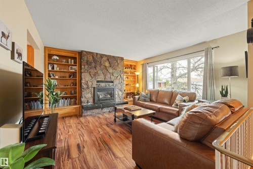 4012 86 Street, Edmonton, AB - Indoor Photo Showing Living Room With Fireplace